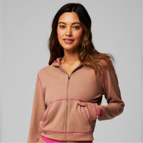 Fabletics NWT Hooded full zip waffle jacket/leggings Set in...